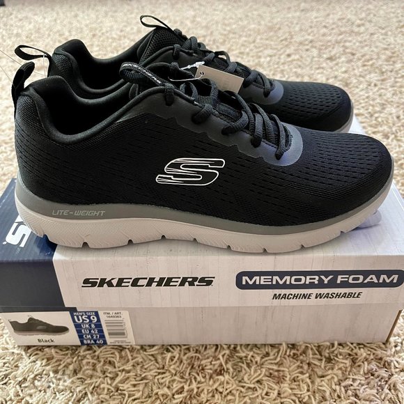 NEW Skechers Men's Summit Memory Foam Sneakers Shoes Black, Size 9 (New in Box) - Picture 1 of 12